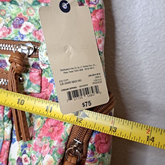 NEW St. John's Bay Shoulder Bag Floral Double Zipper Soft Faux Leather - Picture 3 of 11